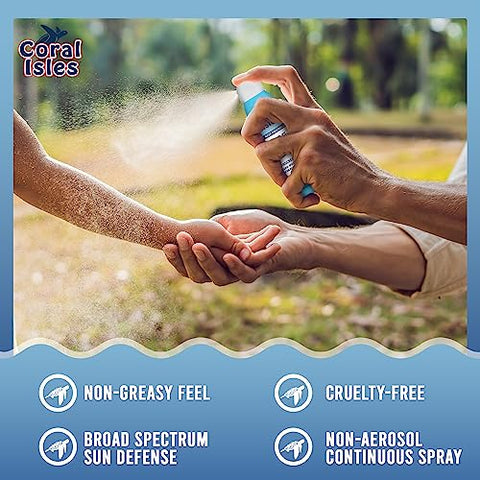 Coral Isles - Protetor Solar Spray FPS 50 – Proteção UVA/UVB de Amplo Espectro – Octinoxate 50g