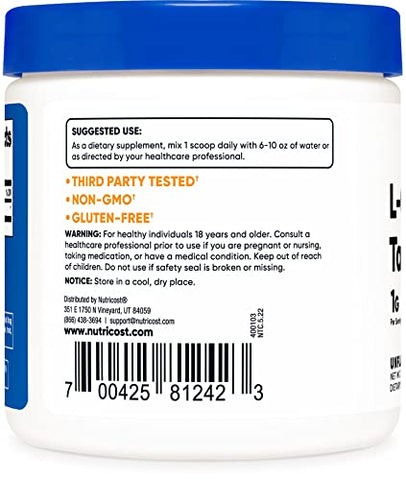 L-Carnitina em Pó (100g) – 1g por Porção; 100 Porções - Nutricost