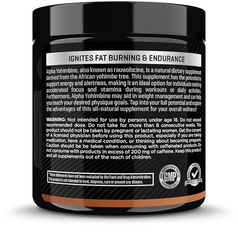 Team Six Supplements - Alpha Yohimbine – Queimador de Gordura de Casca de Yohimbe, Cápsulas para Perda de Peso Rápida – Testado por Terceiros para Pureza e Potência, 60 cápsulas por RAW Synergies