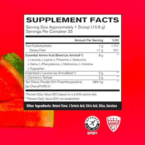 BPN Recover Pós-Treino Bebida para Recuperação Muscular Aprimorada, Melancia, 25 Porções - BARE PERFORMANCE NUTRITION