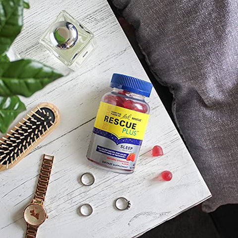 Bach RESCUE PLUS Melatonin Gomas para Dormir, Sabor Natural de Morango, Auxílio para o Sono, Suplemento Alimentar, Vegano, Sem Glúten, Sem Sabores, Cores ou Adoçantes Artificiais, 3 Pacotes, 180 g