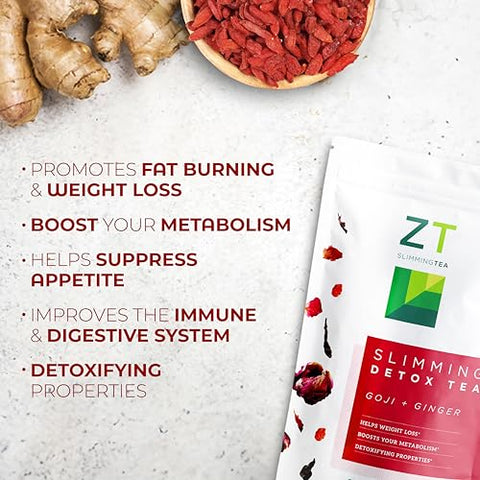 Dr. Zisman ZT Slimming Tea - Dr. Zisman ZT Slimming – Chá Detox Goji-Gengibre – Gerenciamento de Peso Saudável com Chá de Ervas Orgânico para Limpeza e Aceleração Natural do Metabolismo (Folhas Solta)