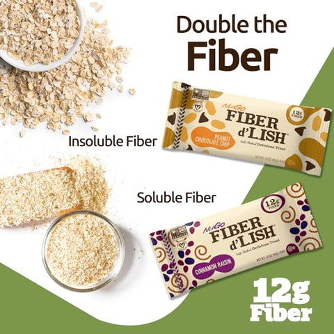 Fiber d’Lish Brownie de Chocolate – Alto teor de fibras, vegano, 150 calorias, 16 unidades - NuGo