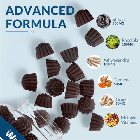 WEEVIT - Gummies de Shilajit 9000MG, Sem Açúcar, para Homens – Marca: Shilajit