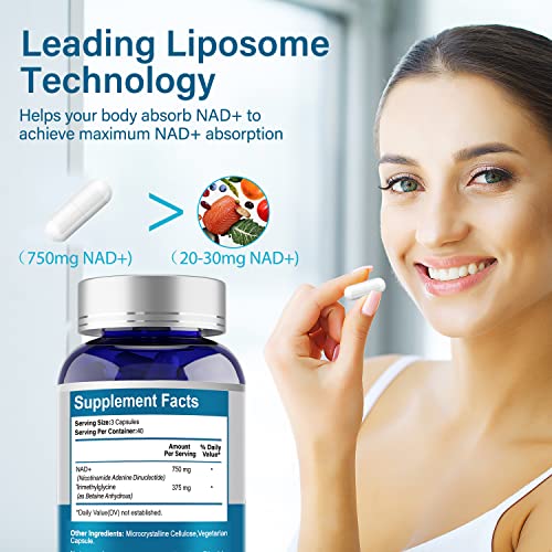 DQQI - Liposomal NAD 750 mg – 120 Cápsulas Ultra-Puras para Máxima Absorção – Alternativa ao Nicotinamida Ribosídeo – Promove Anti-Envelhecimento, Suporte Antioxidante, Metabolismo