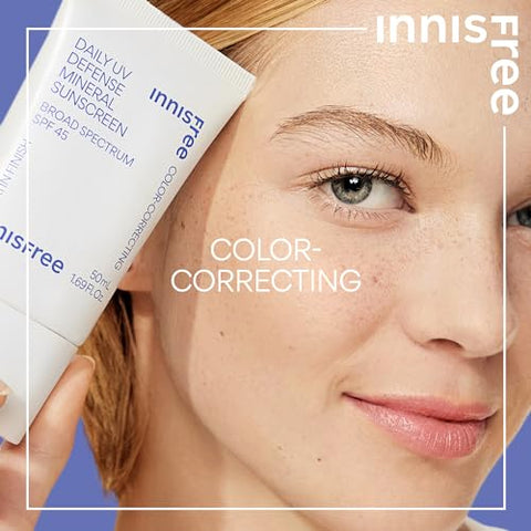 Protetor Solar Mineral innisfree Daily UV Defense SPF 45 com Ácido Hialurônico – Tonalidade Verde Corretora