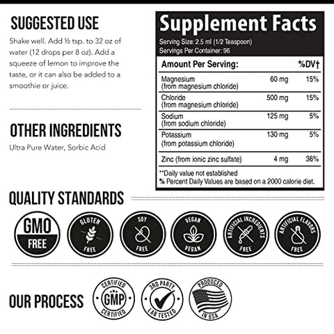 Triquetra Health - Concentrado de Eletrólitos Ionic Lytes (96 Porções) | Sem Açúcar, Gotas de Eletrólitos Keto, Eletrólitos Iônicos Perfeitamente Purificados para Hidratação Rápida | 30% Mais Potássio, Magnésio