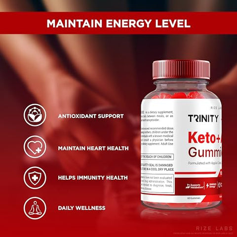 rize labs - (2 Pacotes) Gomas Trinity Keto ACV, Oficial Trinity Keto ACV Gummies Avançado para Perda de Peso, Fórmula Premium Keto Plus ACV, Suplemento de Vinagre de Maçã 100% Natural, Gummy 500g