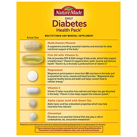 Daily Diabetes Health Pack – Suporte Nutricional para Diabetes, 30 Pacotes, 30 Dias de Fornecimento - Nature Made