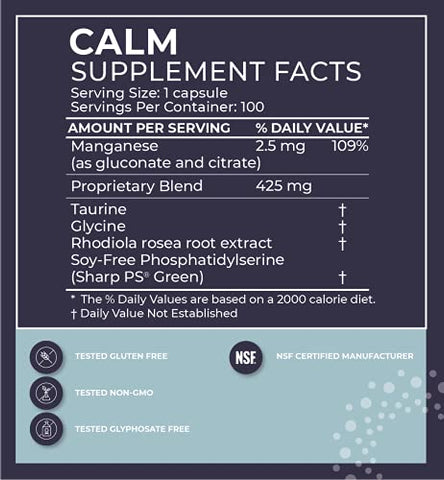 Calm – Suplemento para Alívio do Estresse 60 Cápsulas | Impulsionador de Humor | Rhodiola Taurina | Suporte ao Sistema Nervoso Central | Aminoácidos Calmantes - BodyBio