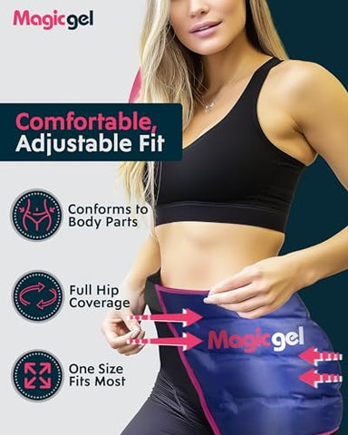 Bolsa de Gelo Reutilizável para Bursite no Quadril, Cirurgia de Substituição e Dor no Flexor do Quadril. Envoltório de Gelo para Alívio de Inflamação e Inchaço - Magic Gel