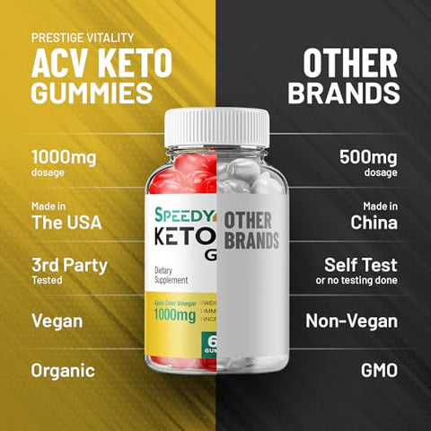 Indelo - (5 Pacotes) Gomas Speedy Keto ACV – Fórmula Avançada Speedy Keto Plus ACV Gummies Apple Cider Vinegar – Suplemento Alimentar Speedy ACV para Homens e Mulheres (300 Gomas)