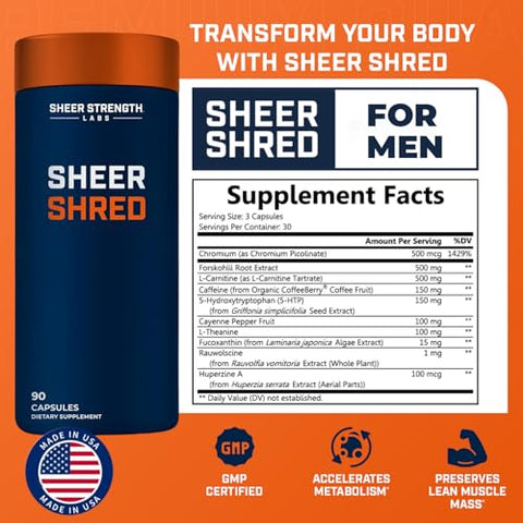 Suplemento Termogênico Capsaicina Premium para Homens, Mistura Livre de Jitter de Capsaicina, Rauwolscine, Forskohlii – 60 cápsulas - Sheer Strength Labs
