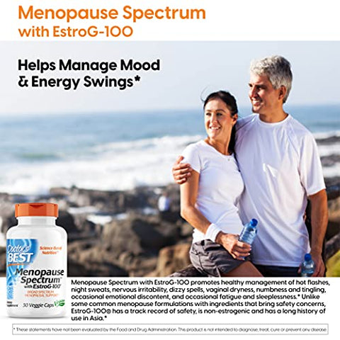 Doctor's BEST - Doctor’s Best Menopause Spectrum com EstroG-100 – Suplemento Vegano, Livre de Transgênicos, Sem Glúten e Soja, Cápsulas Vegetais, 30 Unidades