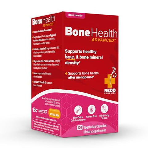Suporte Natural Avançado para a Saúde Óssea com Cálcio e Vitamina K2 – 120 Cápsulas - Redd Remedies