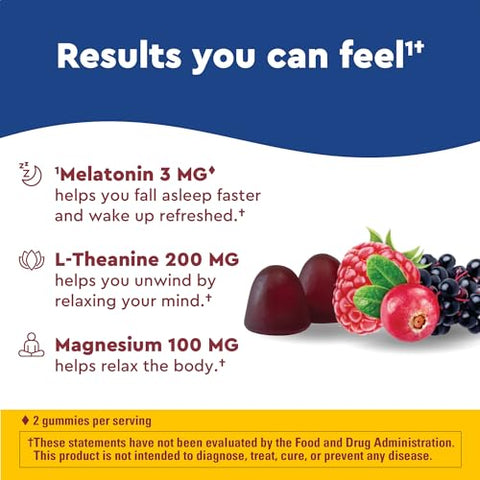 Wellblends Sleep and Recover – Auxílio para Dormir com Melatonina 3mg, L-teanina 200mg e Citrato de Magnésio, 44 Gomas - Nature Made