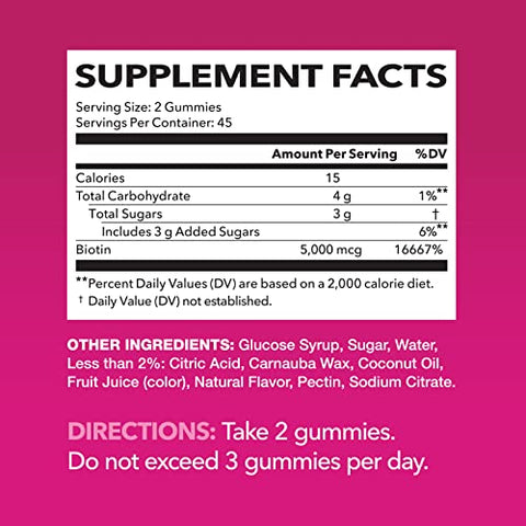 HAVASU NUTRITION - Biotina Gummies para Cabelo, Pele e Unhas – 5000mcg de Biotina (Vitamina B7) – Suporte Nutricional GLP-1 para Promover a Saúde de Cabelo, Pele e Unhas em Mulheres e Homens – Suplemento de Biotina