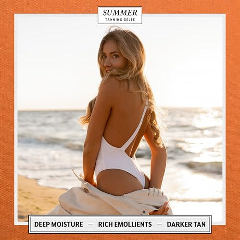 Summer Tanning Gelée - Gel Bronzeador Gelée para Bronzeamento ao Ar Livre, Fabricado nos EUA, FPS 30, Gel Bronzeador Hidratante, Óleo Bronzeador Hidratante, Absorção Rápida, Acelerador de Bronzeamento Mais Rápido e Escuro, Amplo Espectro, Protetor Solar