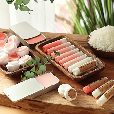 DilaBee - Kit para fazer bálsamo labial CraftZee – Kit de brilho labial DIY com base de cera de abelha natural, manteiga de karité, óleo de amêndoa doce, óleos essenciais, tubos e potes
