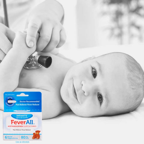 Feverall - FeverAll Supositórios Infantis de Acetaminofeno 6 Supositórios Retais 80mg cada (Pacote com 3)