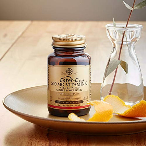 SOLGAR - Solgar Ester-C Plus 500 mg Vitamina C (Complexo de Ascorbato), 250 Cápsulas Vegetais – Suave
