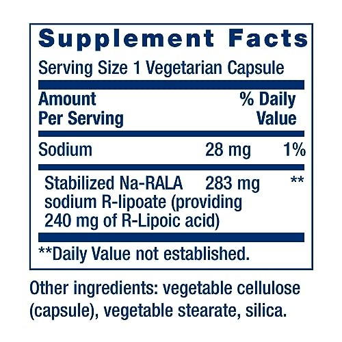 Super R-Lipoic Acid 240 mg – Suporte à Energia Celular – Suplemento Anti-Envelhecimento e Saúde do Fígado – Sem OGM, Sem Glúten – 60 Cápsulas Vegetarianas - Life Extension