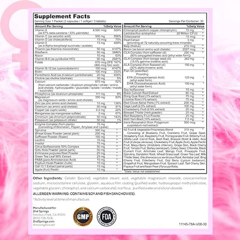 2nd Springs - Pacote Diário de Vitaminas Essenciais para Mulheres – 7 Pacotes de Multivitaminas Completas para Mulheres com Energia, Metabolismo, Sistema Imunológico, Suporte à Saúde Feminina com Probióticos, Mais