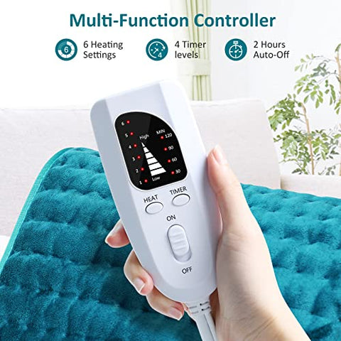 BESIGILA - Aquecedor Elétrico para Alívio de Dor nas Costas/Ombros/Pescoço/Joelhos/Pernas, 6 Configurações de Aquecimento Rápido, Desligamento Automático, Lavável à Máquina, Opções de Calor Úmido e Seco, Extra Grande 12″x24
