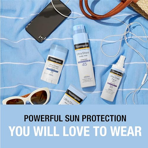 Ultra Sheer Body Mist Protetor Solar Spray FPS 45, Leve, Não Oleoso – 118 ml - Neutrogena