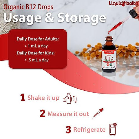 Vitamina B12 Methylcobalamin Líquida Orgânica com Suco de Cereja – Energia, Sistema Imunológico e Memória - LIQUIDHEALTH