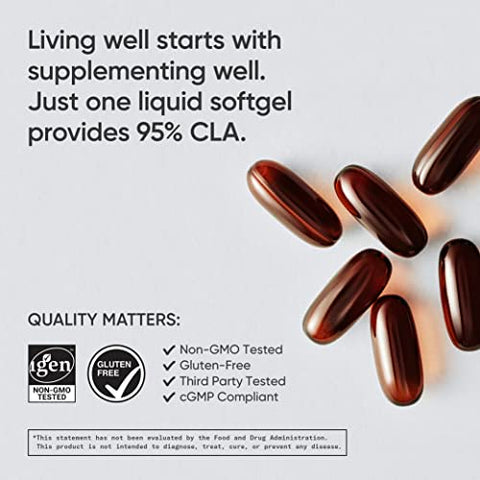 CLA 1250mg com Ácido Linoleico Conjugado Ativo para Homens e Mulheres | Não-OGM, Soja | 1250mg CLA Ativo | Não-OGM, Soja | 1250mg CLA Ativo | Homens e Mulheres | Não-OGM, Soja - Sports Research