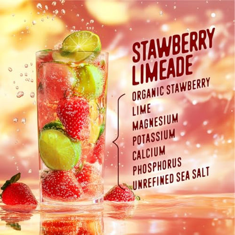 Strawberry Limeade Electrolytes Drink Mix – 28 Sachês Práticos – Pó de Eletrólitos Saudável Feito com Frutas Reais – Bebida em Pó Keto sem Adição de - FlavCity