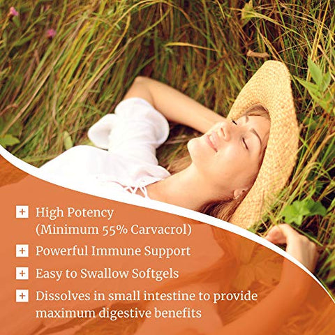 NOW Foods - Óleo de Orégano Now Foods (Mínimo 55% Carvacrol) – 181mg, 180 Softgels – Suplemento de Suporte Digestivo de Alta Potência, Promove a Saúde Intestinal, Antibiótico Natural – Kosher – 180 Porções