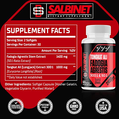 Salbinet - Suplementos Fadogia Agrestis Tongkat Ali – Testados por Terceiros – 1400mg  – 1400mg Fadogia Agrestis
