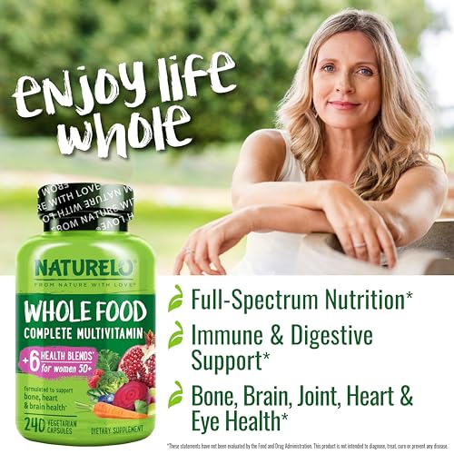 Multivitamínico Integral para Mulheres 50 (Sem Ferro) com Vitaminas, Minerais – Marca NATURELO - NATURELO