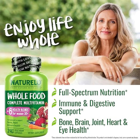 Multivitamínico Integral para Mulheres 50 (Sem Ferro) com Vitaminas, Minerais – Marca NATURELO - NATURELO