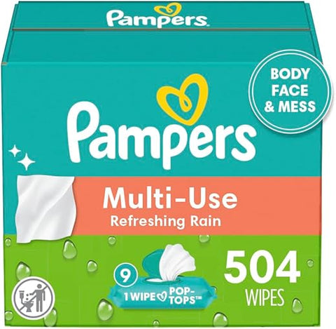 Lenços Umedecidos Multiuso, Chuva Refrescante, Corpo, Rosto – 80 Unidades - Pampers