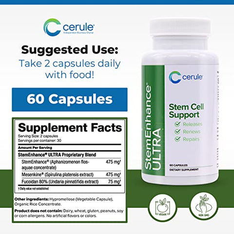 StemEnhance Ultra: Aumente Células-Tronco Adultas e Promova Saúde com Extratos de Microalgas de Água Doce e Macroalgas Marinhas – 100g - Cerule
