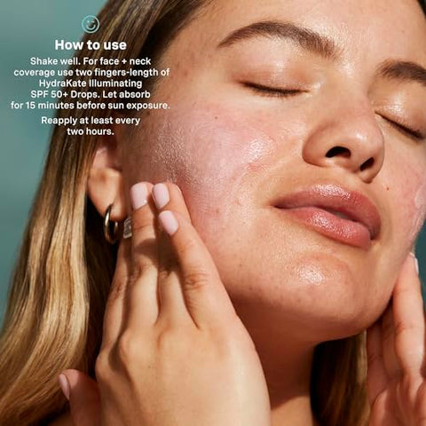 Kate Somerville HydraKate Protetor Solar Iluminador em Gotas para o Rosto com FPS 50, Óxido de Zinco e Tonalidade Mineral, Hidratante e Anti-Envelhecimento, 50 ml