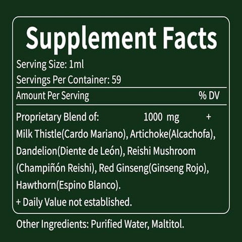Herbmood - 100%% Puro Suplemento – Fórmula Herbal Natural com Cardo Mariano Alcachofra Dente-de-leão. 60ml