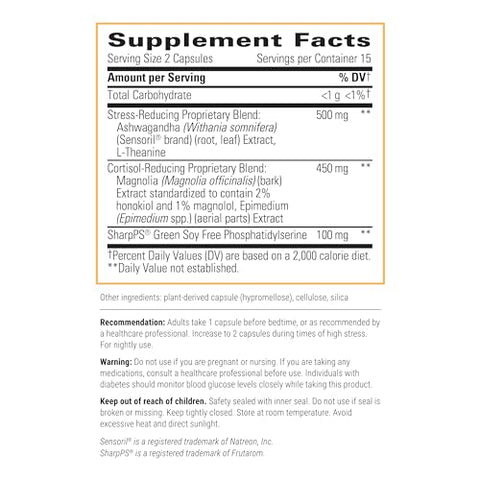 Cortisol Manager – Livre de Alérgenos – Suplemento com Ashwagandha e L-Theanine – Suporta o Relaxamento – 60 cápsulas - Integrative Therapeutics