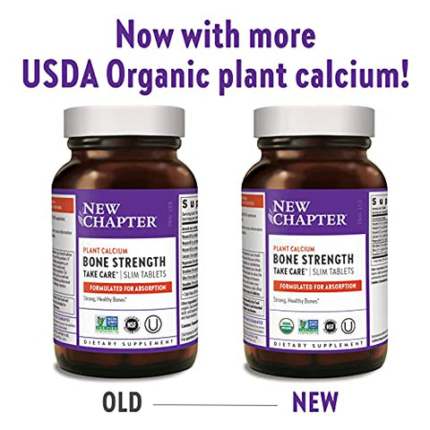 Suplemento de Cálcio para Fortalecimento Ósseo com Alimentos Integrais, Vitamina K2 D3 Magnésio, Vegetariano, Sem Glúten 90 Comprimidos (1 Mês de Fornecimento) - New Chapter
