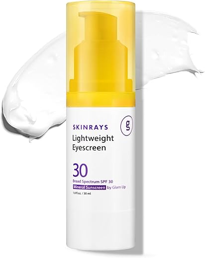 GLAM UP - SKINRAYS Protetor Solar Mineral para Área dos Olhos, Hipoalergênico, Seguro para Peles Sensíveis, FPS30 30ml – Clean Beauty