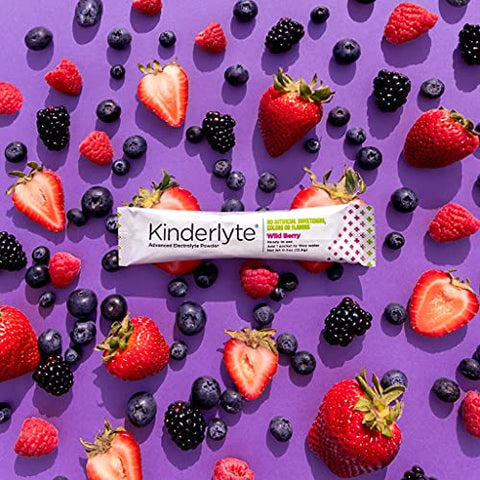 Pó de Eletrólitos, Hidratação Avançada, Embalagens Práticas, Mistura para Bebida Suplementar (Frutas Silvestres, 16 Unidades) - Kinderlyte