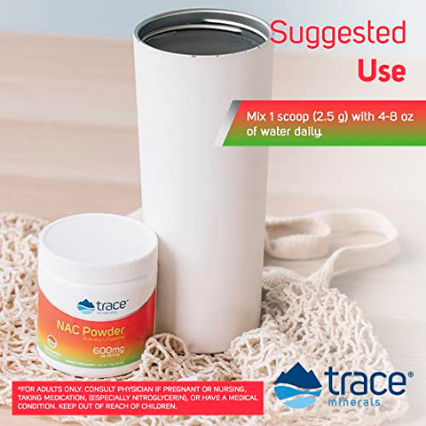 Pó de NAC com Aminoácidos N-Acetil L-Cisteína | 600 mg para Apoiar o Sistema Imunológico e o Funcionamento Normal do Fígado e dos Rins | Sabor Natural de Melancia | 30 g - Trace Minerals