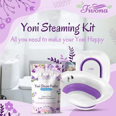FIVONA - Kit de Vaporização Yoni 2 em 1 Fivona para Assento de Vaso Sanitário com Ervas V Steam Receita Blue Moon para Desintoxicação, Limpeza, Equilíbrio do pH e Controle de Odor – Marca Fivona