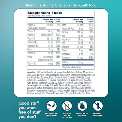 ONE A DAY - Multivitamínico Feminino One A Day Ativo para Metabolismo, Suporte Metabólico, Vitaminas com os 8 B-Vitamins, Vitamina D, Magnésio | Mulheres Ativas