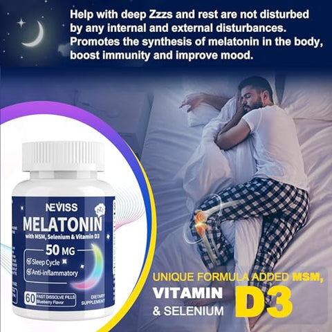 NEVISS - Melatonina 50 mg para Adultos – Dissolução Rápida