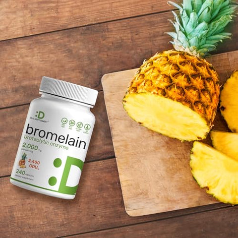 DEAL SUPPLEMENT - Suplemento de Bromelina 2.000mg por Porção, 240 Cápsulas – Enzimas Proteolíticas Naturais do Abacaxi Fresco – Auxilia na Digestão de Nutrientes