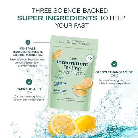 Ancient Keto - Pó de Eletrólitos para Jejum Intermitente | Keto Sem Açúcar | Cognição Aprimorada, Energia Sustentada, Hidratação Máxima | 10 Pacotes